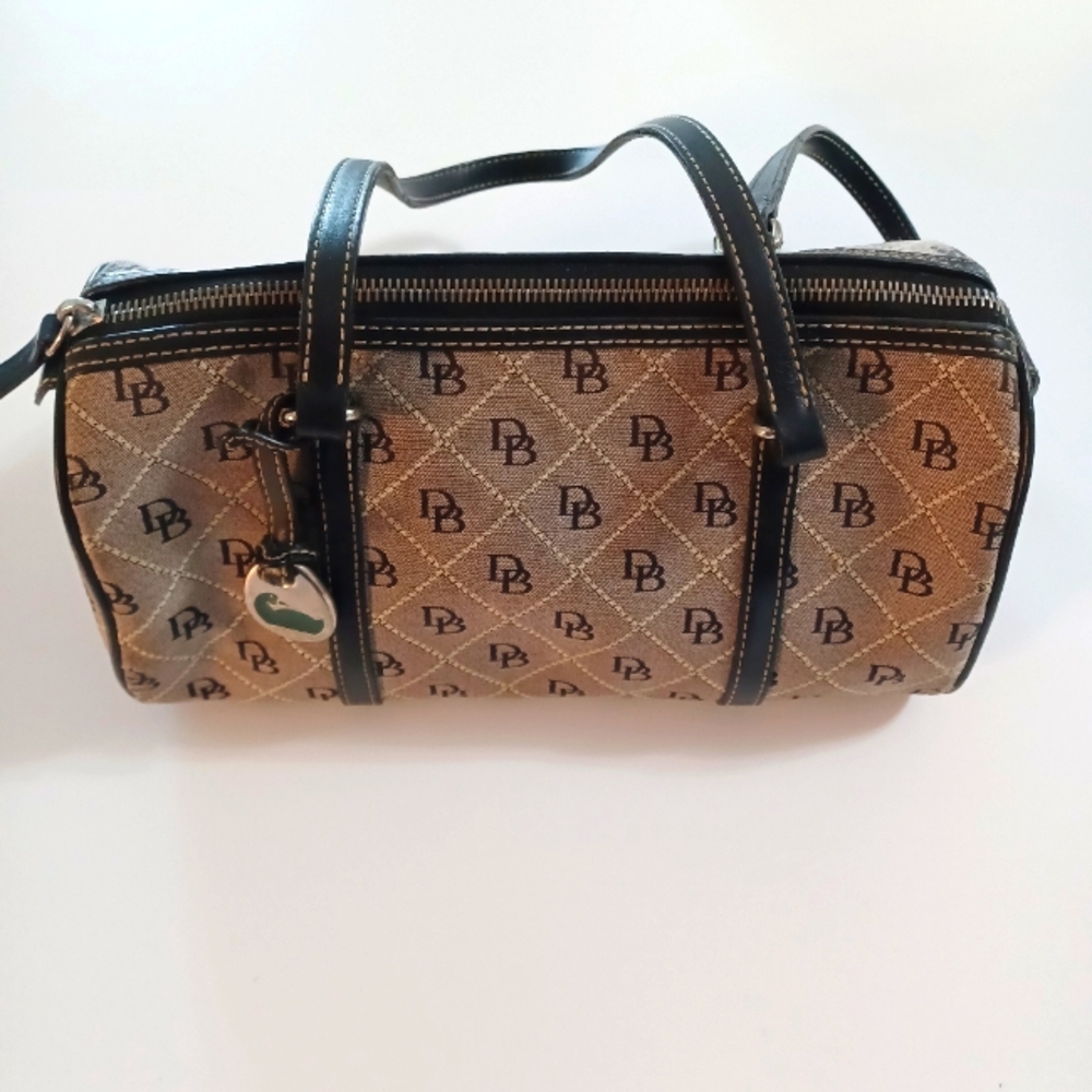 Dooney & Bourke Monogram Beige Handbag with Black Accents